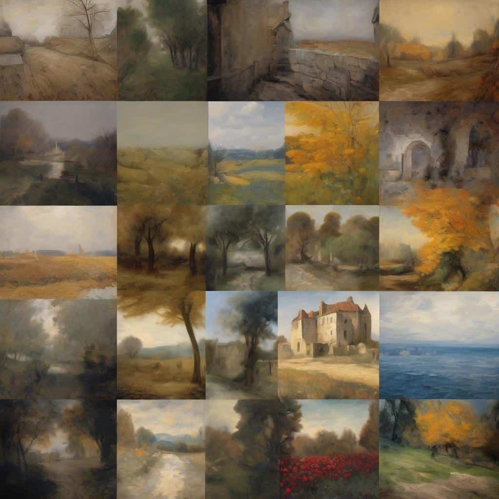 Φθινοπωρινά τοπία και αρχαία κτίρια από ανανεωμένους καλλιτέχνες.