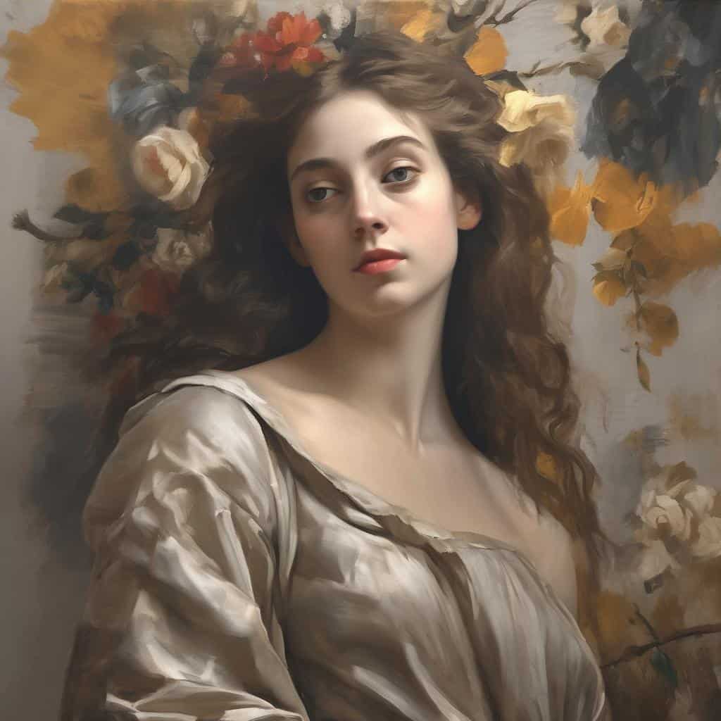 Ζωγραφιά νεαρής γυναίκας με λουλούδια, καλλιτέχνες που ανανέωσαν την τέχνη, σύγχρονη τέχνη, ποπ αρτ, δημιουργικότητα, μοντέρνα τέχνη, νέες τάσεις.